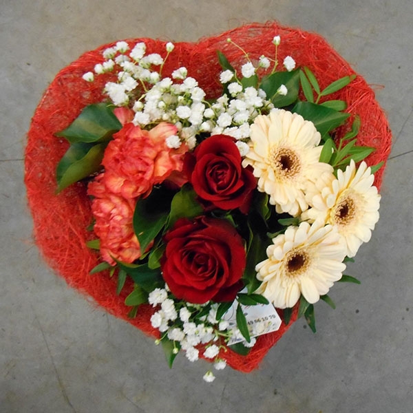 Bouquet coeur rouge blanc