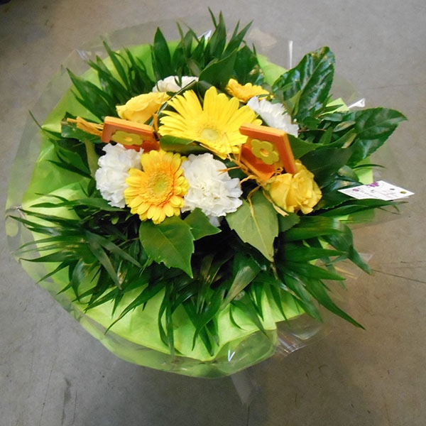 Bouquet rond jaune blanc