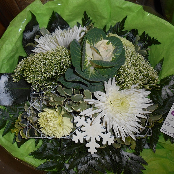 Bouquet rond vert blanc